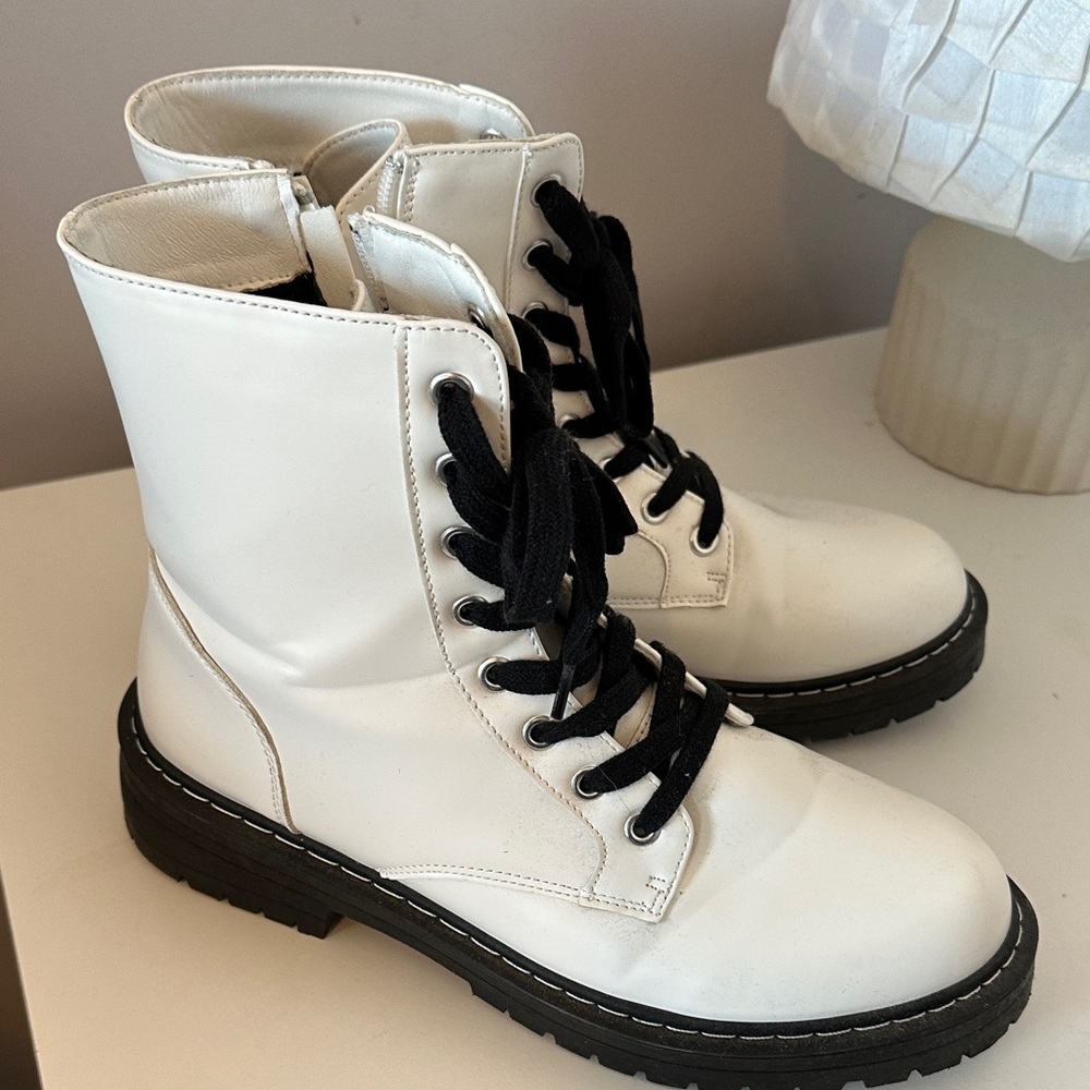 Stylish White Combat Boots